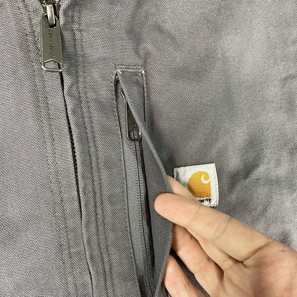 Carhartt Duck Canvas Fleece Lined Vest Mens M Relaxed Fit Gray Hooded 103837 GVL - Picture 5 of 15
